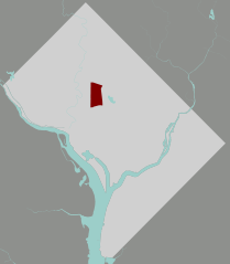Map showing location of Columbia Heights neighborhood in Washington, DC